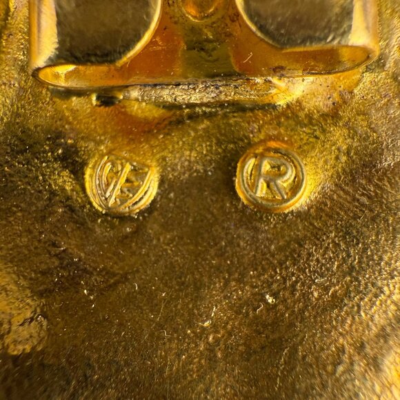 Vintage HR Gold & Silver Oval Belt Buckle With Pearl Accents main image 4